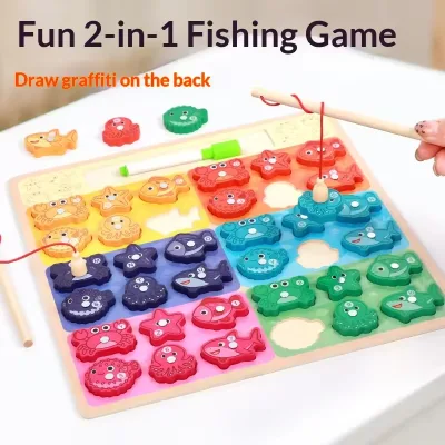 Wooden Fishing Board Early Education Color Recognition Toy Children's Educational Teaching Aids Classification Fine Motor