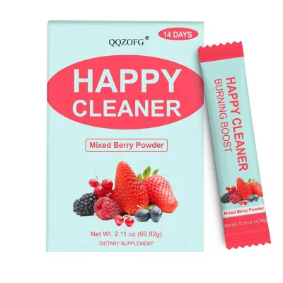 Wholesale OEM 14 Days Happy Cleaner Mixed Berry Powder Sticks with Fiber Probiotic Green Superfood Blend Dietary Supplement