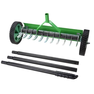 High Quality Detachable Garden Tool Long Pole Rolling Grass Aerator Lawn Garden Blade Aerator Wheeled Lawn Scarifier