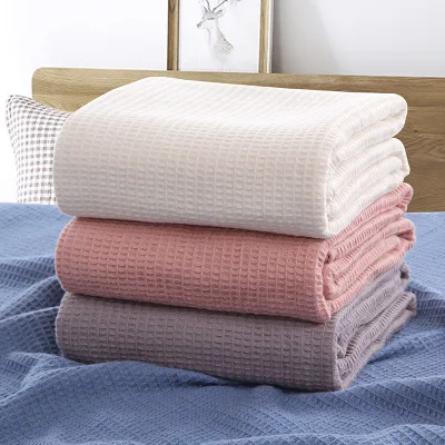 150*200cm Waffle Cotton Blanket | Soft Warm Breathable for Bed Sofa | Giftable Queen Size Throw