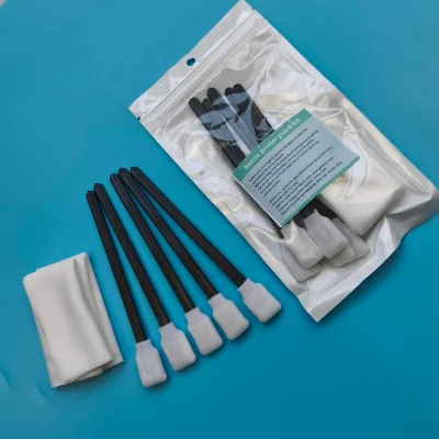 Portable Black Handle Rectangular Foam Tip Detailing Swab Printer Cleaning Kit with Polyester Wipes