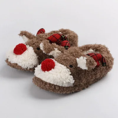 New Christmas slippers Kids Christmas Home Christmas Reindeer slippers Cute Reindeer slippers