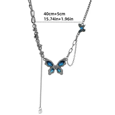 Elegant Punk Butterfly Necklace for Women - Exquisite Light Luxury Collarbone Chain