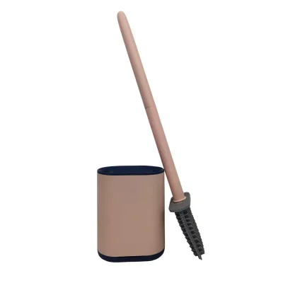 Silicone Toilet Brushes with Holder with Removable Handle and Flex Flat Brush Head