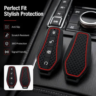Silicone Car Key Cover Compatible with BYD 4 Button Smart Key Honeycomb Protective Case Food Grade Silicone OEM ODM