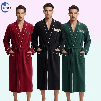Wholesale Best Price Soft Thicken Plush Cotton Fleece Bathrobe Unisex Bath Robes for Women Pajamas Men with Custom logo