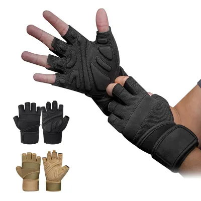 Custom Half Finger Gym Glove Anti Slip Wear Resistant Wrist Support Palm Padding Shock-Absorbent Sports Gym Gloves