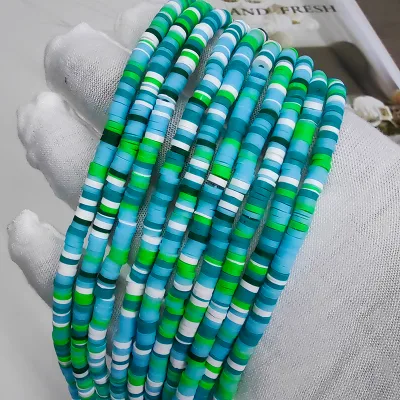 Crystal Multi Colors DIY Beads Strand 4mm 6mm Polymer Clay Beads , Flat Round Polymer Clay Spacer Beads