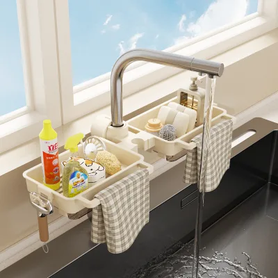 New Wall-Mounted Non-Drilling Double Storage Rack Plastic Bathroom Kitchen Holder Dinnerware Organizer