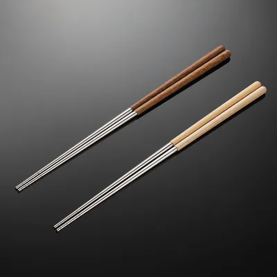 Chinese Long Chop Sticks for Hotpot Noodle Fry Fish High Quality Wood and Stainless Steel Chopsticks 1004121