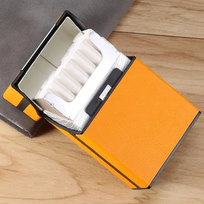 Creative 20-Pack PU Leather Modern Laser Carved Cigarette Case Portable Flip-Top Soft Bag Waterproof Bubble Wrap New Design