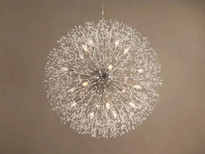 Spherical Dandelion Crystal Chandelier Polished Nickel Finish Ceiling Pendant Light for Home Interior Lighting