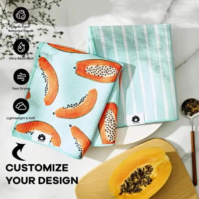 Soft and Durable Microfiber Printed Kitchen Towel Quick Dry Highly Absorbent and Lint-Free for Daily Use