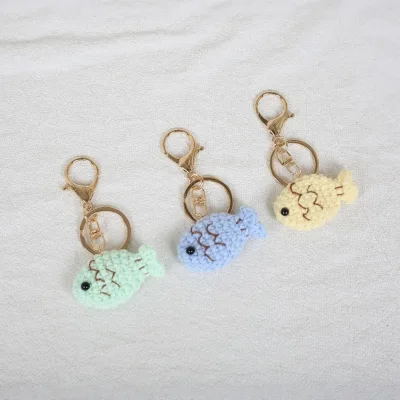 Handmade Crocheted Wool Knitted Five-Pointed Stars and Fish Skewers New Style School Bag Pendants with Plant Pattern