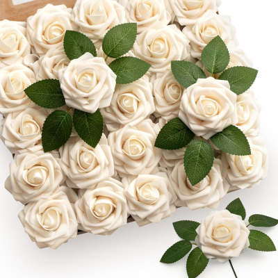 Gift Box Flower 50 Foam PE Roses Dried Flowers with Stems Artificial Flowers Home Decoration