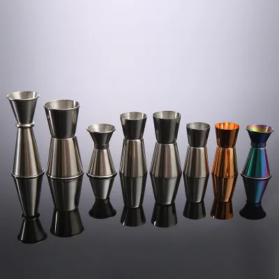 Cocktail Bar Jigger Stainless Steel Japanese Design Jigger Double Spirit Measuring Cup Bartender