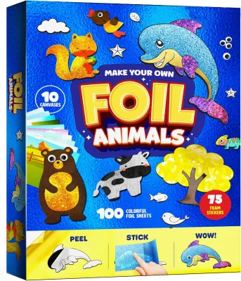 Foil Art Kit for Kids - Sparkling Arts & Crafts Gift Set | DIY Foil Sticker Craft Projects for Girls & Boys