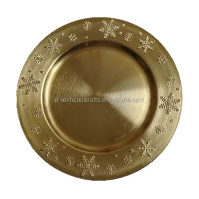 Christmas Series Charger Plates European Vintage Trays Western Restaurant Luxury Gold Decorative Plates