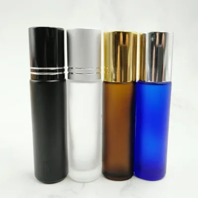 Hot Sale rainbow Color Frosted Red Yellow Blue Green 10ml Glass Essential Oil Perfume Roll on Bottles
