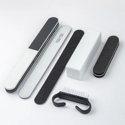 Beginner's Nail Care Kit 100/180 Grit Nail File Buffer Essential Manicure & Pedicure Set with Polish Remover Tools