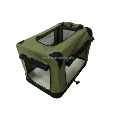 Folding Zippered Pet House Dog Crate With Mat