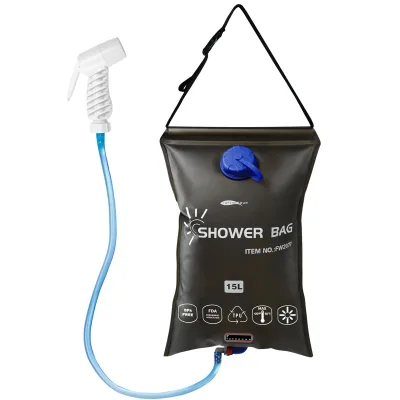15L Pressure Shower Bag Solar Energy System Collapsible Water Bag with Hose Leak-proof Storage Bladder for Outdoor Equipment