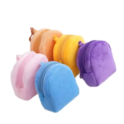 Candy Colored Soft Plush 3D Shaped Coin Wallet Keychain Fashionable Small Bag Wallet Anti Loss Pendant Plush Children's Wallet