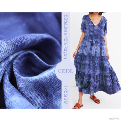 Factory Outlet Popular Rayon Linen Fabric Tie Dyed Fabric for Dress or Shirt