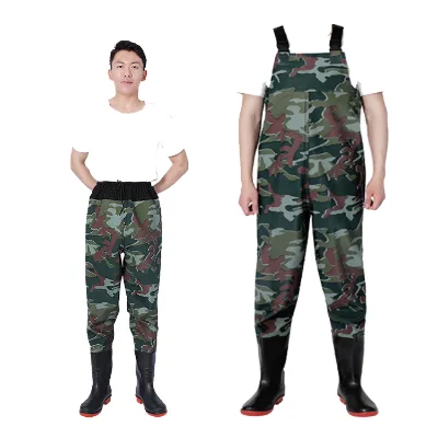 PVC Camouflage  Fishing Fly Fishing Wear Chest Waders Wading Boot  Pants Waterproof  Hunting Waders Fly Fishing Wading Boots