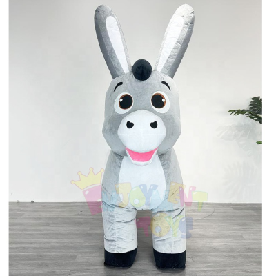 Cute Four-Leg Inflatable Grey Donkey Mascot Costume Adult Size Character from Popular Cartoon Animal