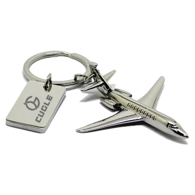 Wholesale Customized Engraved Metal Key Holder Design Laser Personalized Zinc Alloy Airplane Keychain