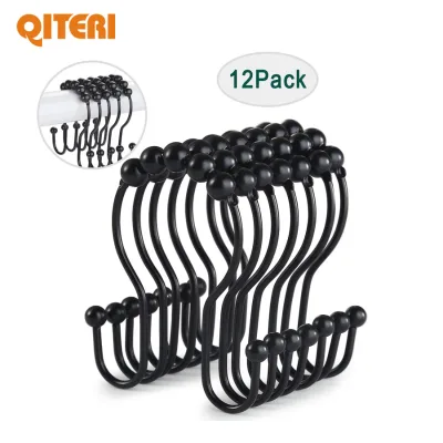 Glide Ring With Metal Hose Room Towel Hanging Double Curtain Resin Head Shower Curtain Hook