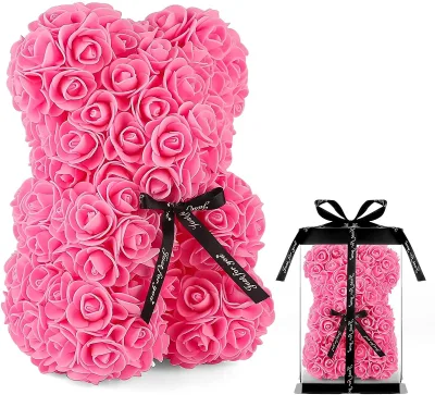 Artificial Flowers Pink Teddy Bears Made of Roses  Valentine's Day Gift Teddy Rose Bear