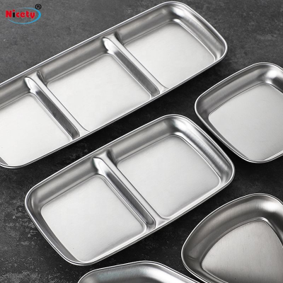 Nicety 304 Stainless Steel Seasoning Dip Dishes Korean Style Dish with Different Sizes BBQ Restaurant Snack Serving Dish