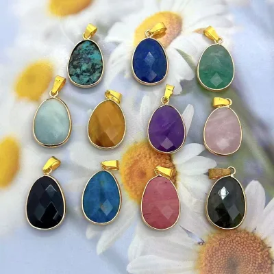 Wholesale Fashion Jewelry Crystal Natural Amethyst Stone Water Drop Pendant for gift