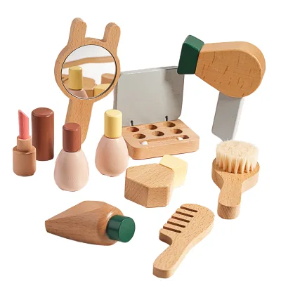 Pretend Wood Beauty Salon Toys Toddler Wooden Makeup Kit Wooden Makeup Toy Set for Toddlers