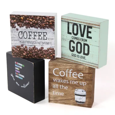 Modern Square 6X6 Inch Box Sign Full Color UV Printing Custom Wood Sign Unique Personalization Wedding Gift