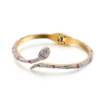 New Design Cz Diamond Bracelet Stainless Steel Snake Cuff Bracelet Bangle