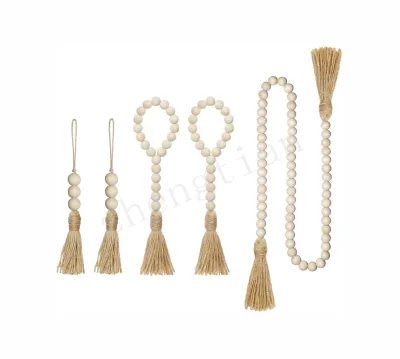 Folk Craft Hot Sell Christmas Wood Bead Garland for Party Holiday Farm House Garland Decoration