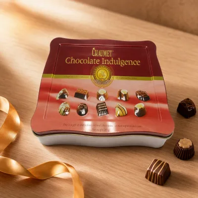 Customized Printing Shape Chocolate Packing Pretty Rectangular Tin Box With Unique Embossing