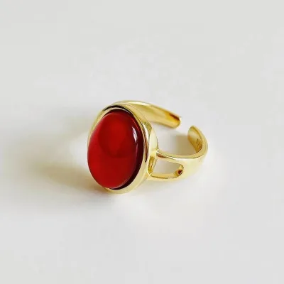 Custom Gold Filled 18K 14K Gold Plated Ring Design with One Red Stone