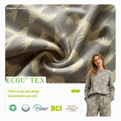 GRS GOTS Certified Organic Cotton French Terry Sweatshirt Knit Fabric Comfortable Casual Wear Sustainable Apparel
