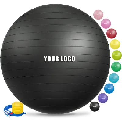 Custom Logo Swiss Ball 45cm 55cm 65cm PVC Eco Friendly Anti Burst Fitness Exercise Yoga Ball Gym Ball