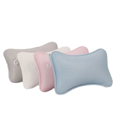 4D Mesh Bath Pillow for Head Neck Support Bathtub Pillow for Home Spa with 2 Suction Cups Bone Shape Quick Dry