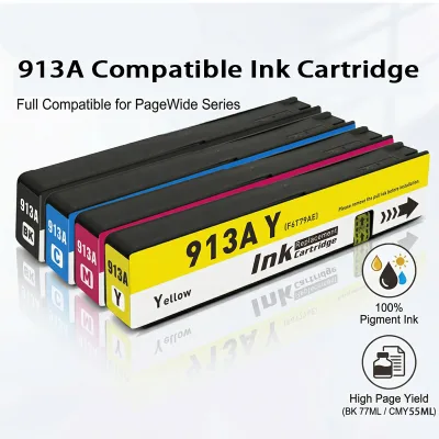 Enlite 913A Waterproof Pigment Ink Cartridge H913a Replacement for PageWide Pro 477dn 552dw 577dw/z Printers Europe MEA Market