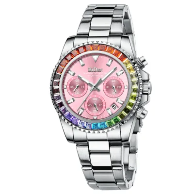 BIDEN New Fashion Women Watches Ladies Top Brand Luxury Waterproof Quartz Clocks Watch Women Stainless Steel Date Gift Clock