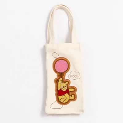 Custom Eco-Friendly Embroidered Canvas Cup Cover Water Bottle and Wine Bottle Carrier Bag\kawaii Bag