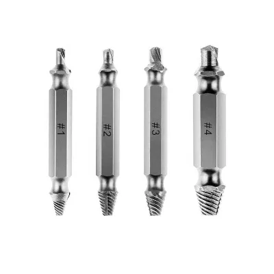 4 Pcs S2 Steel Damage Screw Bolt Remover Double End Bolt and Damaged Screw Extractor Drill Bits Out Bolt Stud