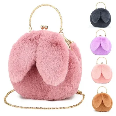 Cute Plush Rabbit Crossbody Bags for Women Korean Version Cute Purses and Handbags Girls New Rabbit Ear Shoulder Messenger Bag