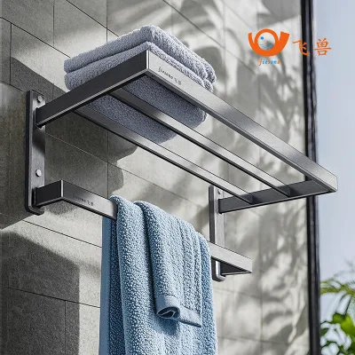 Fiesono Bathroom Accessories Double Layer Towel Racks Bathroom Wall Mounted Freestanding Towel Holder for Home Hotel